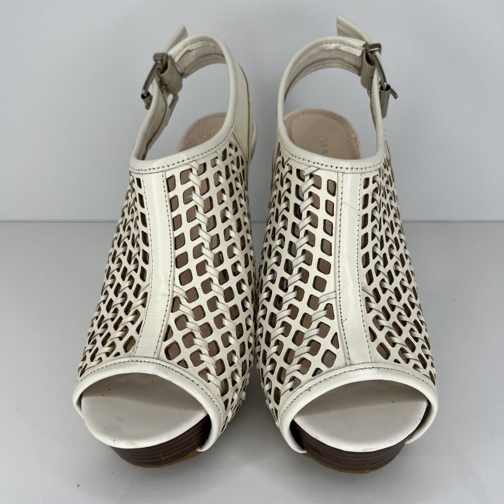 Gianni Bini Bohemian Class Heels Womens Size 6.5 Peep-Toe Cut-Out Buckled Shoes - Picture 3 of 9